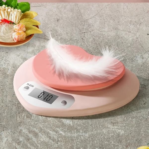 Digital elektronisk köksvåg 5 kg, rosa. AQUAFORGE