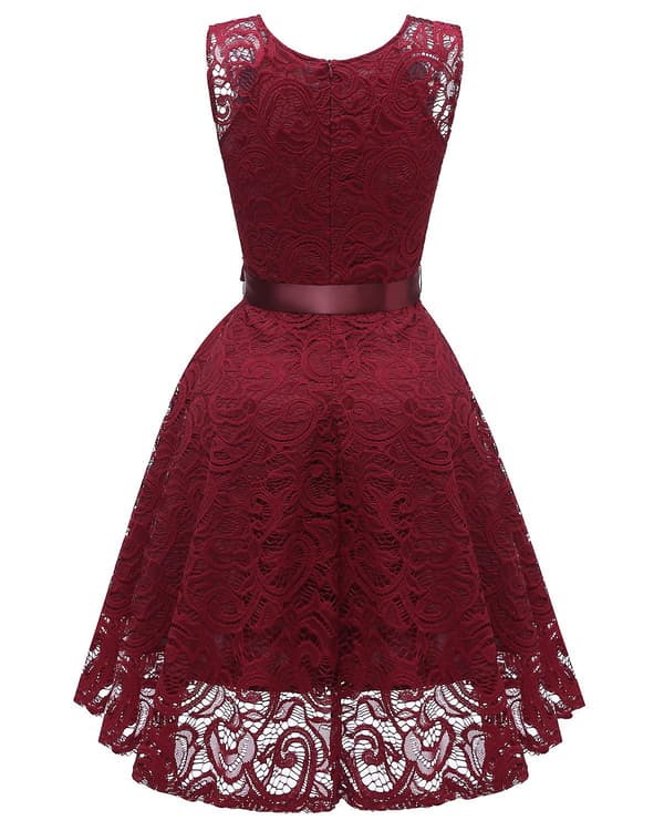 Cocktailklänning för damer, spets, elegant WINE  RED M