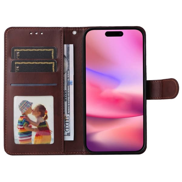 iPhone 16 PU læderpung etui - Flere farver Brown