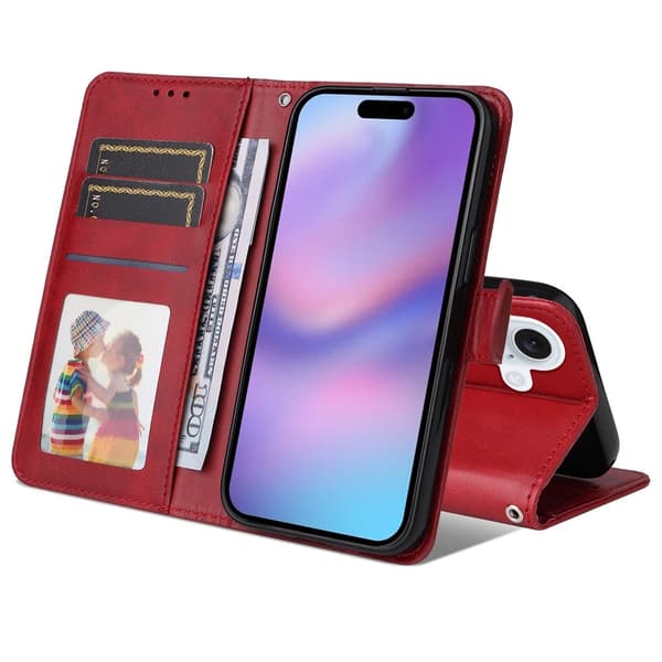 iPhone 17 PU Læder Pung Etui - Flere Farver RED rode