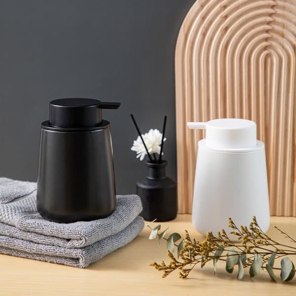 400 ml Keramisk Stengods Tvåldispenser Modern Design Lotionpump Manuell Badrum Vit