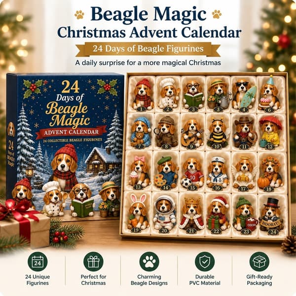 Beagle Magic Julekalender 2026, 24-dagers blindboks, PVC-figur, 28x22x3,5 cm Acrylic Flat 28x22x3.5cm