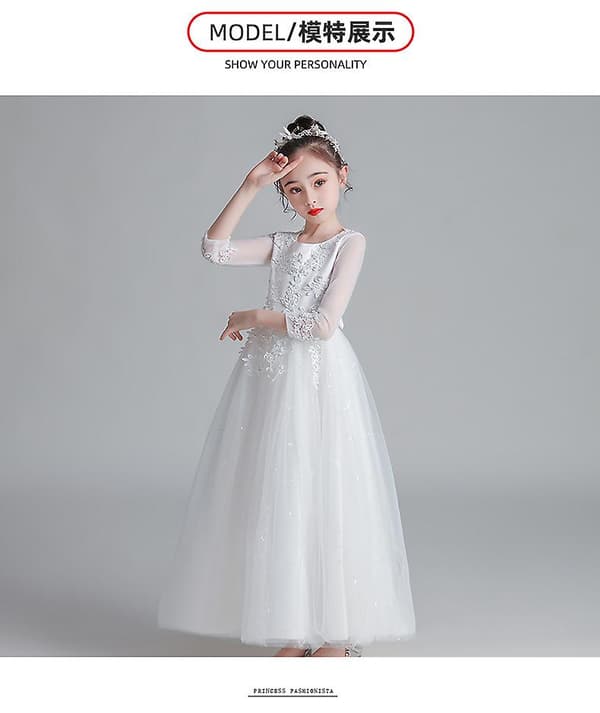 Flickklänning Prinsessa Spets Bröllop Balklänning white 140