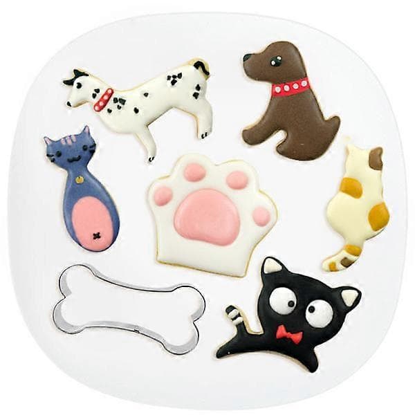 Sødt katte- og hundekiksformssæt 8 stk.