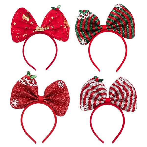 Julehårbøyle med stor sløyfe, rød, polyester, festlig hårtilbehør for barn og voksne Red bow letter headband