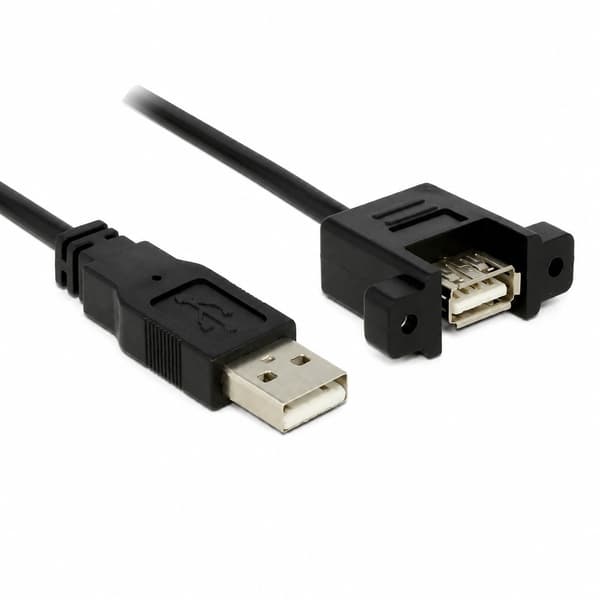 USB 2.0 Type-A hann til hunn panelmonteringskabel, 1m