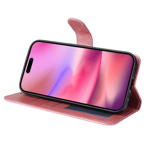 iPhone 16 PU læderpung etui - Flere farver Pink