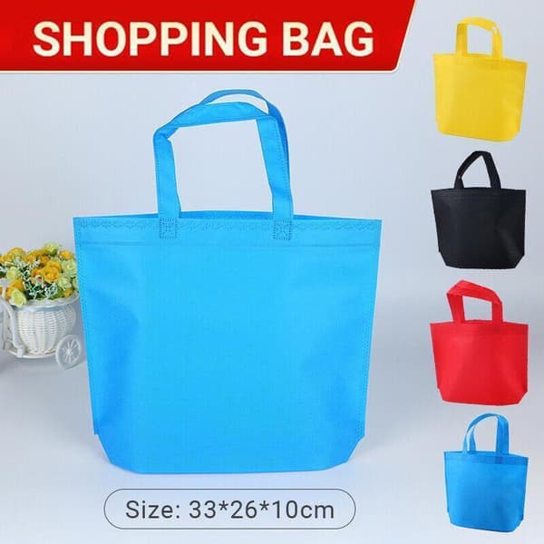10-pack miljövänliga återanvändbara shoppingväskor - Non-Woven Material Blå