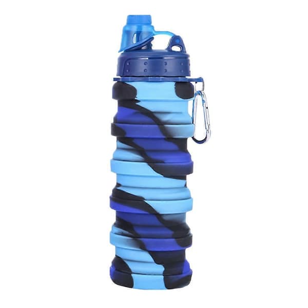 Sammenfoldelig sammenklappelig vandkaffekop i silikone til udendørs brug blue screw cap