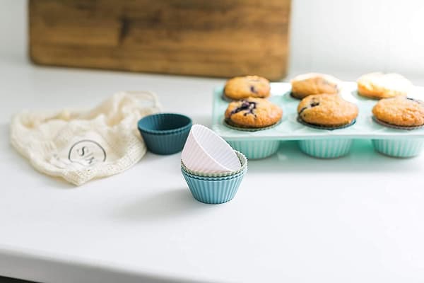 12-pack silikonmuffinsformar, 4 färger, återanvändbara bakformar