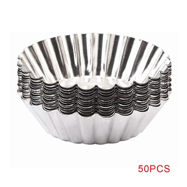 50 stk. æggebageforme genanvendelige blik non-stick cupcake muffin cookie budding form foret form