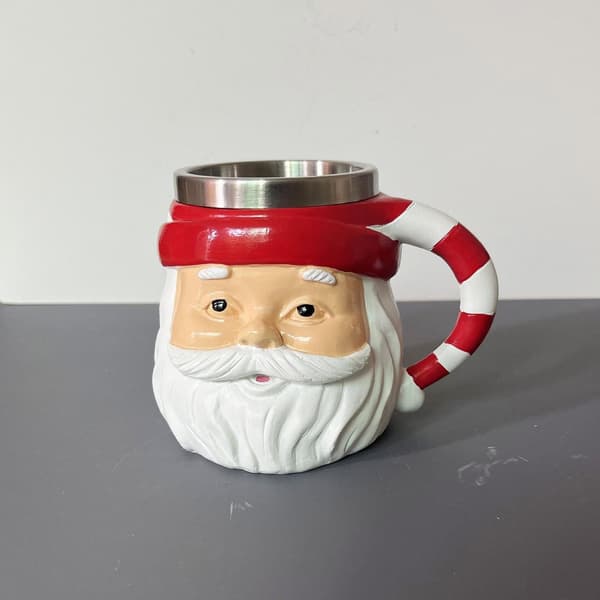 Julekrus med julemandsdesign, rustfrit stål, 250 ml, 13x10x10 cm