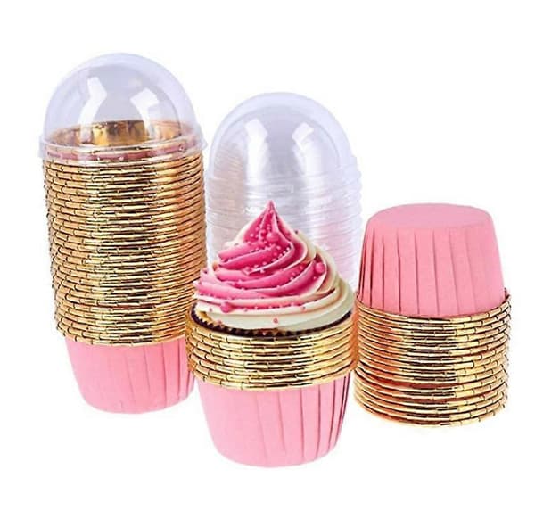 Aluminiumsfolie Cupcakeforme, 50 Stk Engangs Bagekopper