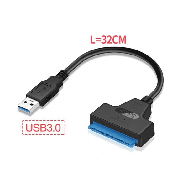 USB 3.0 til SATA-adapterkabel for 2,5\" SSD HDD, 6 Gbps, svart, 32 cm