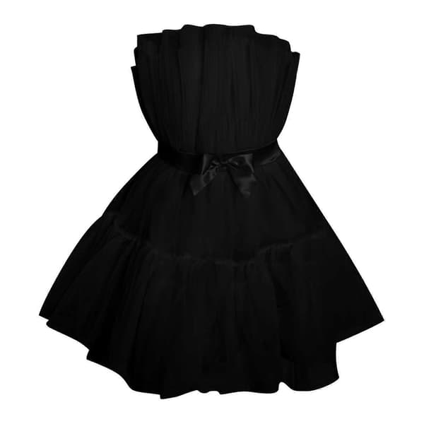 Tyllkjole for kvinner Ermeløs Kort Kjole Solid Mesh Prinsesse Ermeløs Festkjole Black 40