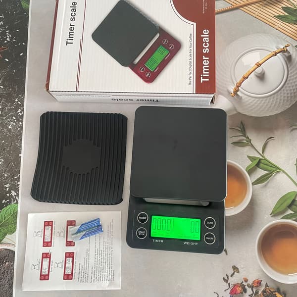 Digital kaffevåg, 3 kg/0,1 g precision, svart