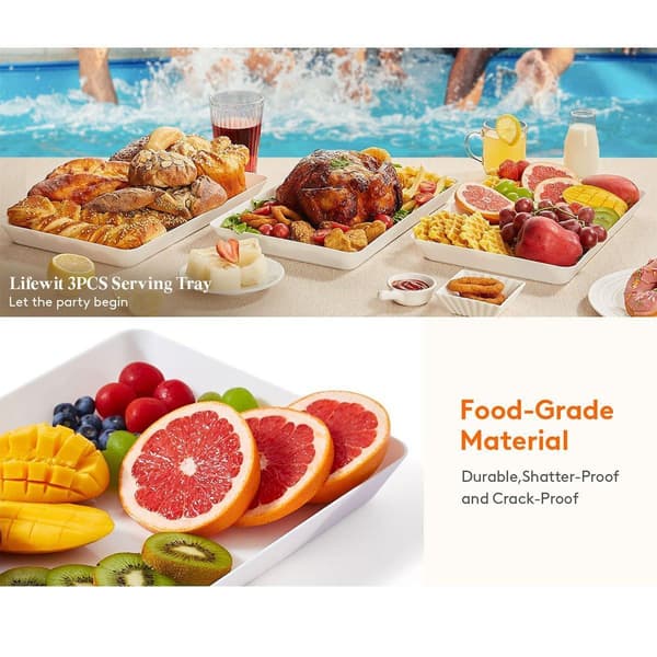 Rektangulär Vit Plast Deli Display Bricka Fat Serveringsfat Mat Tallrik