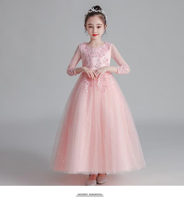 Flickklänning Prinsessa Spets Bröllop Balklänning pink 150