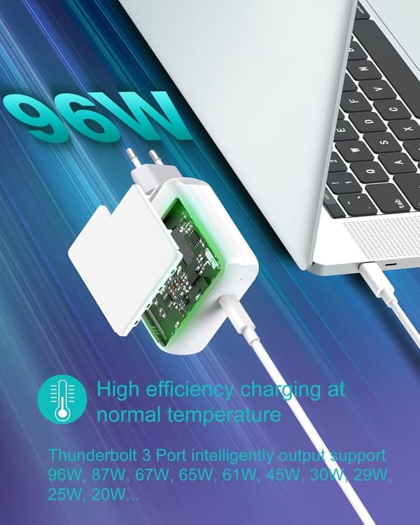 96W USB-C-oplader til MacBook Pro, 2m kabel, hurtig opladning