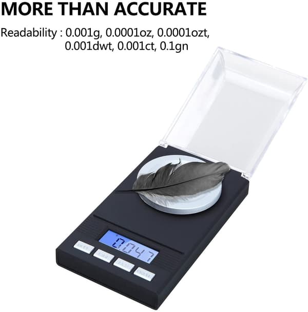 Præcisionsvægt 0,01 g til 500 g med baggrundsbelyst LED-display