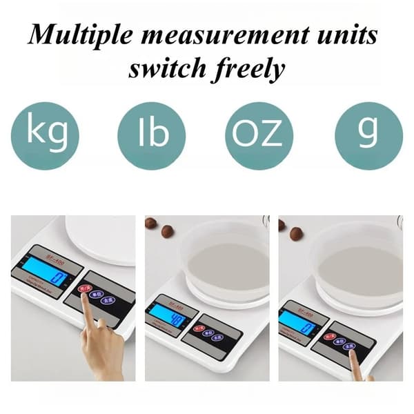 Vattentät våg, 10 kg, med vit LCD-display