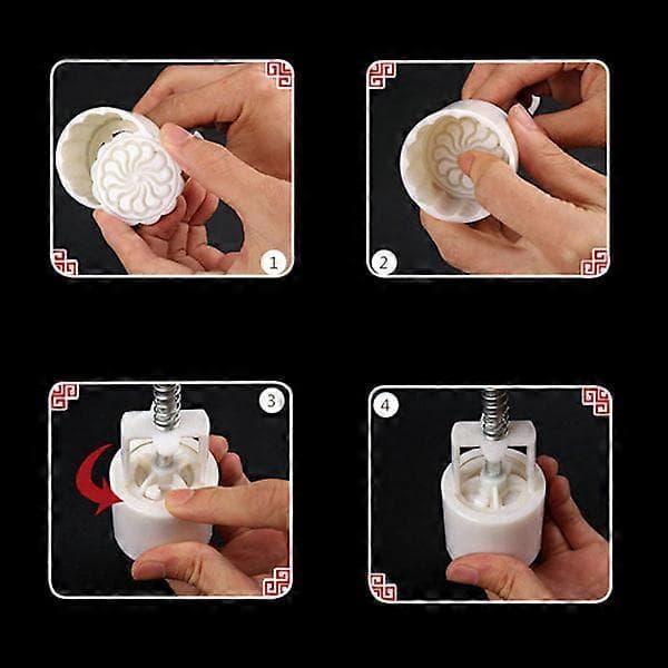 4 stk. Blomster Mooncake Forme 100g Runde Dekorstempler