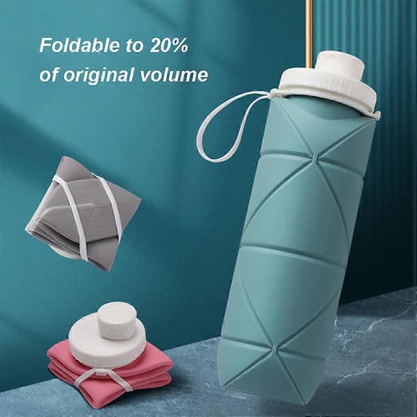 600ml Drickkopp Vikbar Mugg Läcksäker Utomhus Sport Vattenflaska för Translucent Gray 600ml