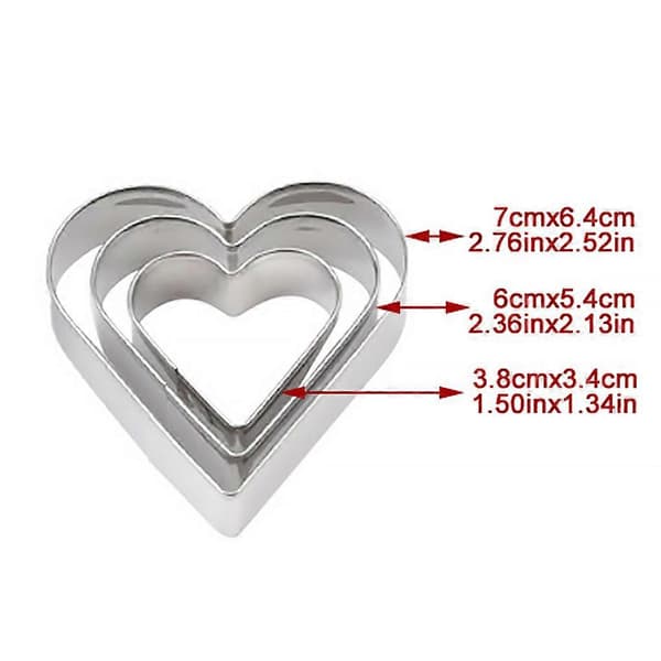 Kjeksform Kakestøpeform Rustfritt Stål Grønnsaksfrukt Kjeksutstikker silver & 3pcs Heart shaped 3.5cm 5cm 6.5cm