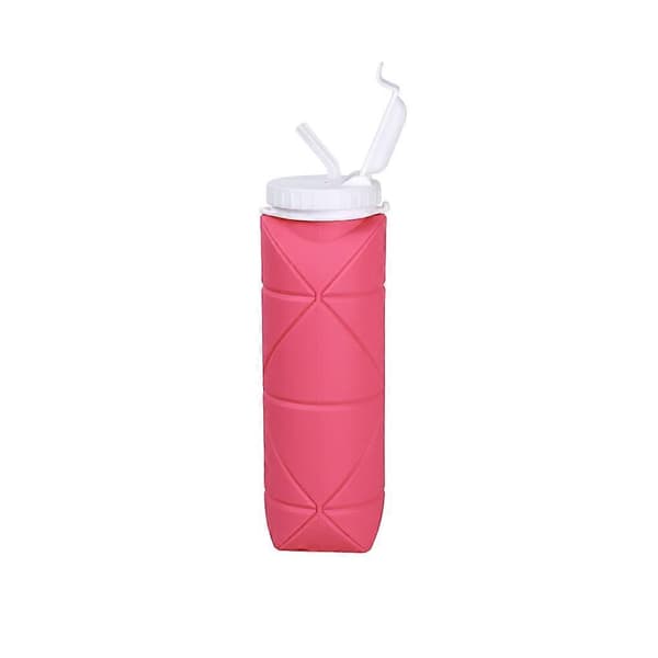 600ml Drickkopp Vikbar Mugg Läcksäker Utomhus Sport Vattenflaska för Pink 600ml/Straw
