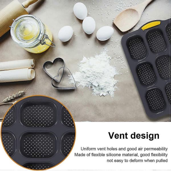 Silikone kageform 9-hulrum oval DIY bageform chokoladebrød pandekage non-stick bageværktøj, grå