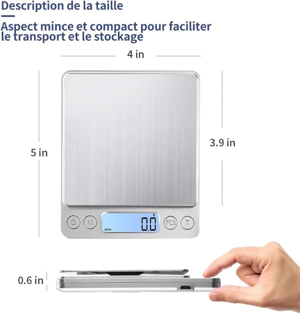 Vaaka taaratoiminnolla, 5 kg kapasiteetti, USB.