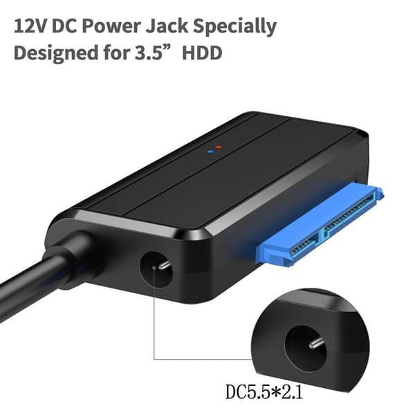 USB 3.0 til SATA-adapterkabel for 2,5/3,5 tommers harddisk - Ekstern HDD-omformer
