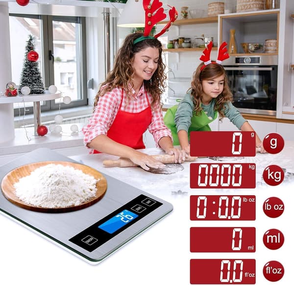 3 kg digital köksvåg, LCD-display, rostfritt stål