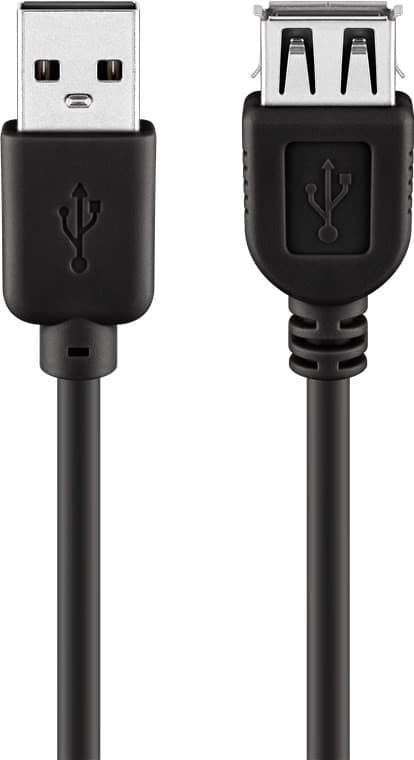 USB-A-jatkokaapeli 0,3 m musta, USB 2.0 nopea synkronointi ja lataus