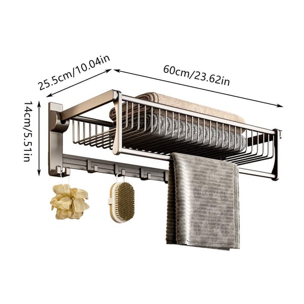 Håndklædestativ i sort aluminiumslegering, rustfrit til badeværelsesorganisering, pladsbesparende
