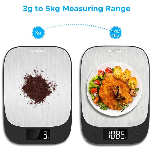 Vattentät köksvåg 10 kg, hög precision