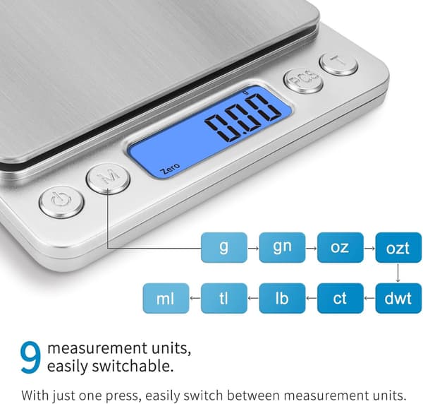 5 kg digital køkkenvægt, LCD-display, rustfrit stål