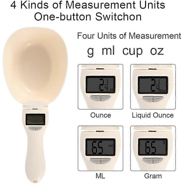 Set med 4 digitala mätskedar för djurfoder 250 ml med LED-display