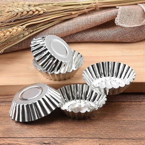 50 stk. æggebageforme genanvendelige blik non-stick cupcake muffin cookie budding form foret form