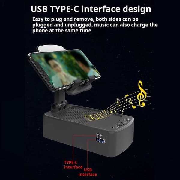 Holder Bluetooth-afspiller Mobiltelefonholder Bluetooth-højttalerstativholder black