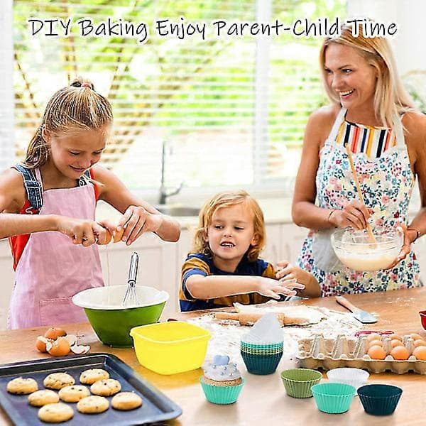 Genanvendelige Silikone Muffinsforme, 12-pak Non-Stick Bageforme