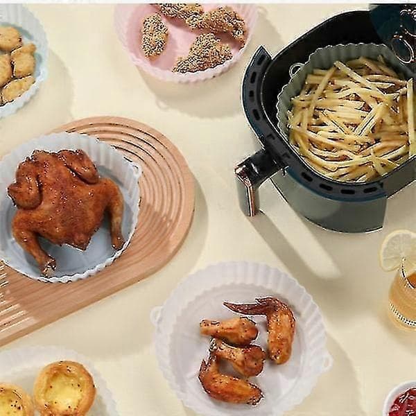 3-pak Airfryer Silikoneforme, Ovnplader - Grå Pink Blå