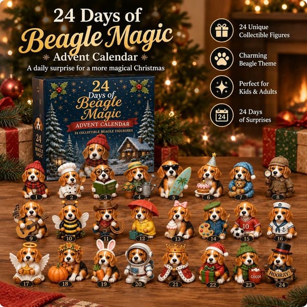 Beagle Magic Julkalender 2026, 24-dagars blind box, PVC-figur, 28x22x3,5 cm Acrylic Flat 28x22x3.5cm