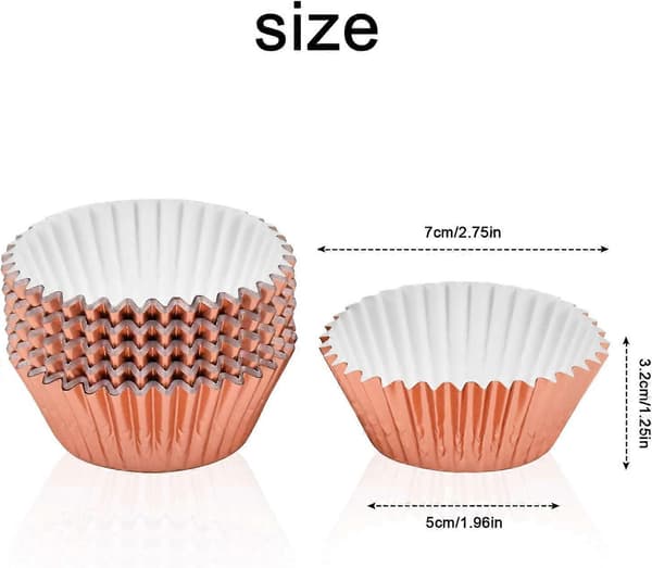 100 sølvfolie cupcakeforme, metalliske bagekopper