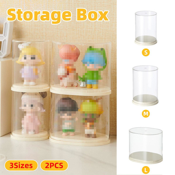 2 st Klar Akryl Displayfodral Transparent Box för Samlarobjekt Dockor Figurer L