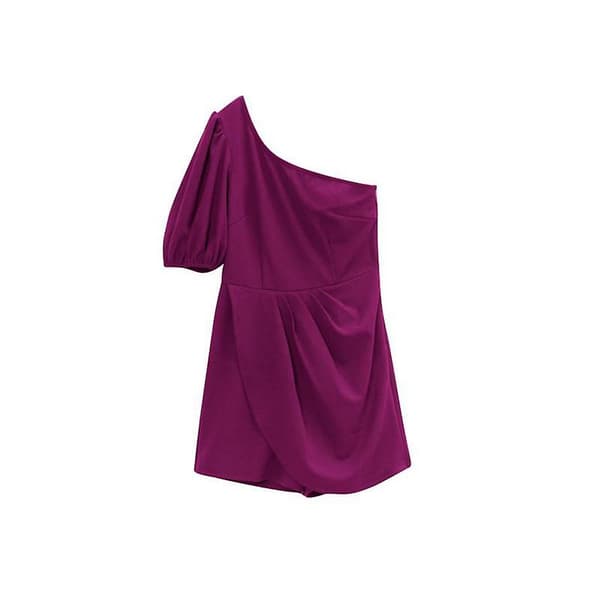 Ensfarget One Shoulder Bodysuit Dame Sommer Temperament Pendler Bodysuit Blue L