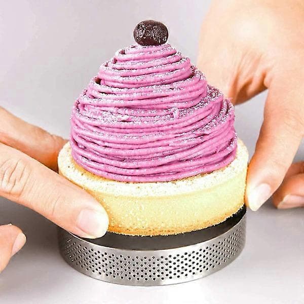 10 stk. tærteringe i rustfrit stål, perforeret mousse-tærteform