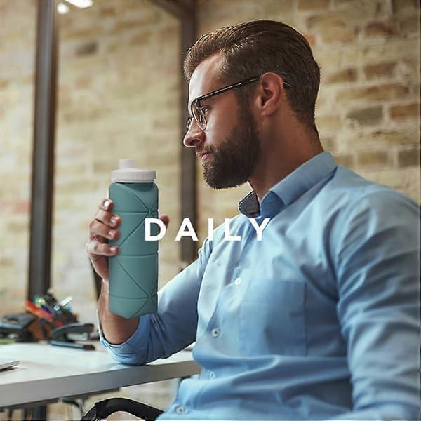 600ml Drickkopp Vikbar Mugg Läcksäker Utomhus Sport Vattenflaska för Translucent Gray 600ml