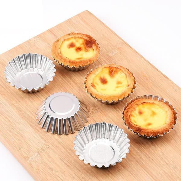 20 stk. aluminiumsformer til eggeterter, non-stick runde bakeformer til cupcakes og paier