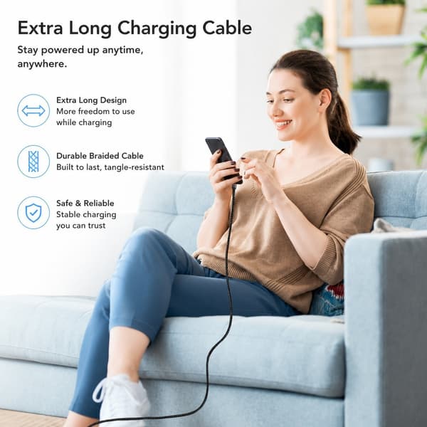 USB-C til USB-C-kabel 100W PD 5A, svart 2m, flettet nylon hurtiglading